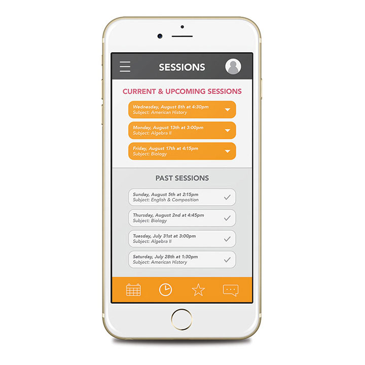 Braining App Interface Sessions Screen