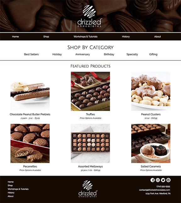 Drizzled Chocolates Shop Page