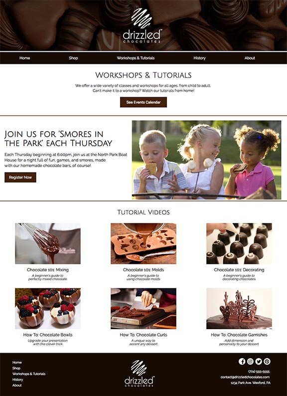 Drizzled Chocolates Workshops Page