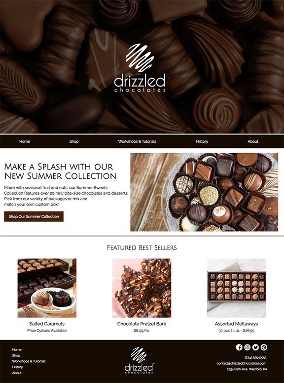 Drizzled Chocolates Home Page