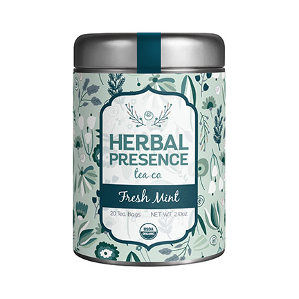 Herbal Presence Tea Fresh Mint Label Design