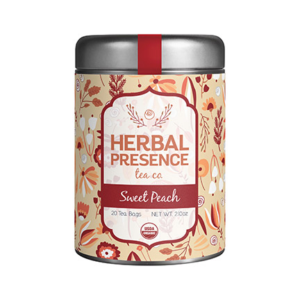 Herbal Presence Tea Sweet Peach Label Design